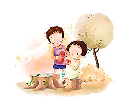 水彩人物插畫元素素材