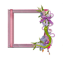 精美粉色花朵相框素材