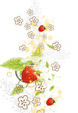 簡(jiǎn)約花朵草莓實(shí)物元素