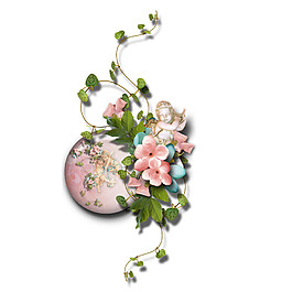 精美花朵實(shí)物元素