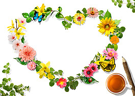 浪漫愛(ài)心婚禮花紋邊框設(shè)計(jì)