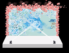 Tiffany粉色櫻花藍舞臺工裝效果