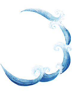 蓝色渐变海浪元素