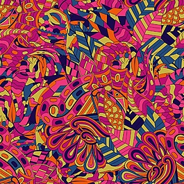 艺术花朵繁复缭乱矢量背景图案