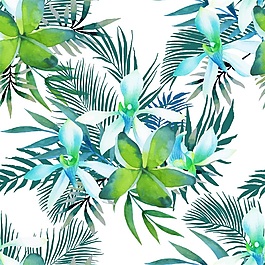 綠色花朵夏日矢量背景素材