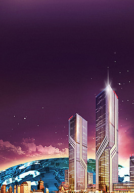 建筑城市夜景H5背景素材