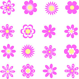 紫色卡通花卉矢量素材