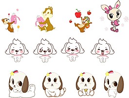 小寵物卡通表情插畫