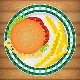卡通漢堡食物矢量素材