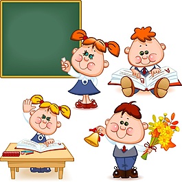 学校儿童节卡通孩子矢量