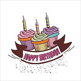 生日小蛋糕祝福矢量素材
