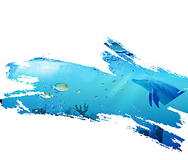 手繪大海海豚元素