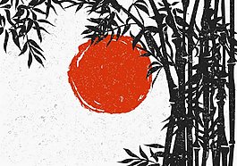 手繪竹子太陽矢量素材