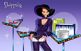 美女在線購(gòu)物矢量素材