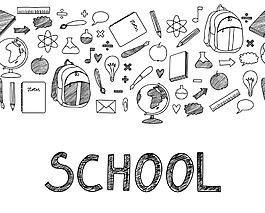 開學季手繪線條稿SCHOO學校