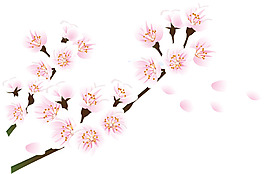 春天绿意桃花桃树枝png元素素材