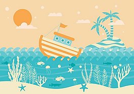 海洋沙灘矢量素材