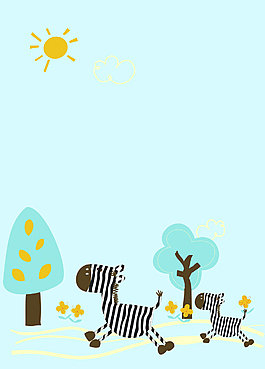 矢量卡通斑馬兒童教育節日背景
