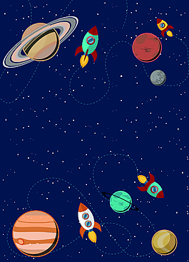 矢量卡通藍色星球太空背景