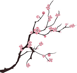 手绘浪漫桃花元素