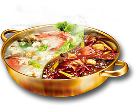 銅質(zhì)鴛鴦鍋火鍋元素