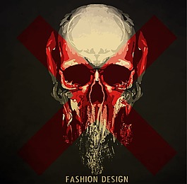 萬圣節紅X骷髏頭矢量圖