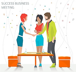 卡通商務(wù)合作扁平化人物矢量素材