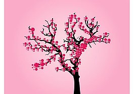 櫻花樹矢量背景素材