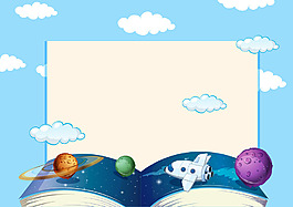 矢量卡通兒童教育太空展板背景