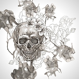 恐怖骷髏涂鴉矢量素材