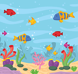彩色海底世界插畫矢量
