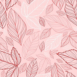 線描樹葉玫瑰花矢量素材