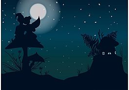 夜晚浪漫愛(ài)情矢量素材