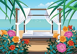 夏天沙漠度假矢量素材