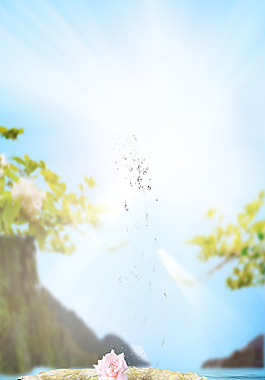 粉色玫瑰花石頭H5背景素材