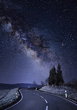 藍色夜空公路H5背景素材