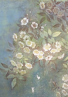 白色花朵绿叶H5背景素材
