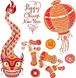 中國龍傳統(tǒng)新年春節(jié)矢量素材