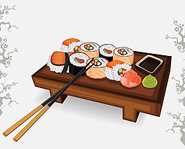 時尚美食的壽司插畫