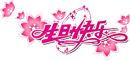 粉色花朵生日快乐素材图片
