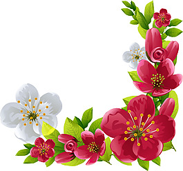 手绘花朵绿叶元素
