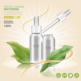 綠色葉子清爽自然透亮化妝品背景