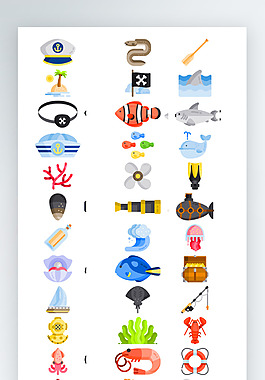 海洋海洋生物圖標素材iconAI