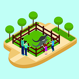 動物園扁平化創(chuàng)意場景設(shè)計矢量
