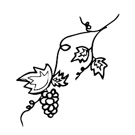 葡萄素描樹枝裝飾矢量素材