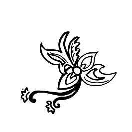 花朵素描树枝装饰矢量素材