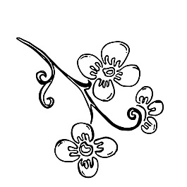 花朵素描樹枝裝飾矢量素材