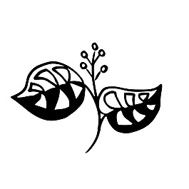 花葉素描樹枝裝飾矢量素材