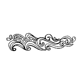 波浪素描樹枝裝飾矢量素材