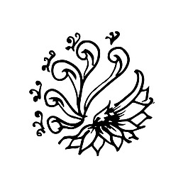 花朵素描樹枝裝飾矢量素材